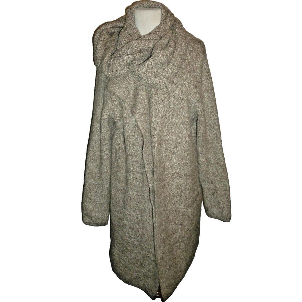 NWT Vertigo Paris Open Front Sweatercoat Cardigan Sweater Scarf Attach M